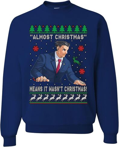 wild custom apparel Ace Attorney Almost Christmas Means It Wasnt Christmas Ugly Funny Christmas Sweater Sweatshirt in Saudi Arabia