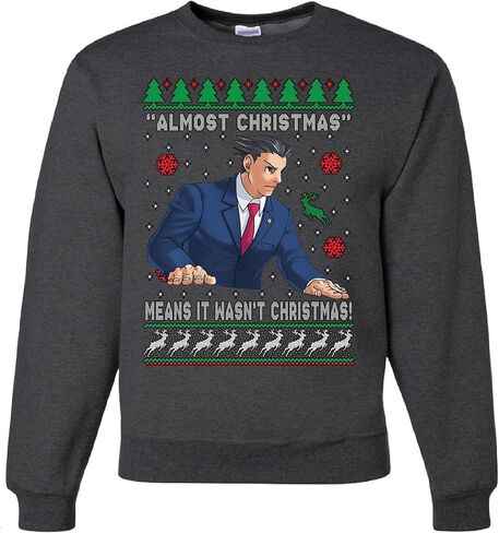 wild custom apparel Ace Attorney Almost Christmas Means It Wasnt Christmas Ugly Funny Christmas Sweater Sweatshirt in Saudi Arabia