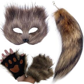 قناع وذيل فروي للأطفال، مجموعة أقدام ذيل الذئب وقناع الثعلب الحيواني، لعمر أكثر من عام واحد in Kuwait