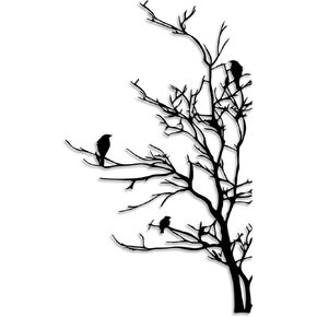 LIYOUYA Bird on a Branch Metal Wall Decor - Rustic Farmhouse Room Decor Simple Black Wall Art Home Decor for Living Room, Bathroom, Bedroom, Dining Room, Garden, Courtyard (Black) in Kuwait