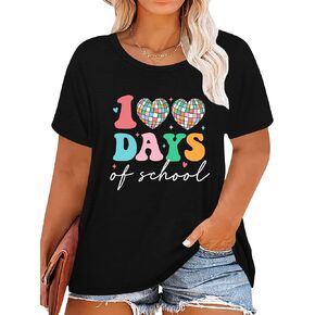 100 Days of School Shirt Women: Plus Size Teacher Shirt 100 Days Gift T Shirts Short Sleeve Tops in Kuwait