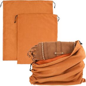 2 Pack Handbag Dust Cover Bags 2 Sizes Purse Dust Bags For Storage Premium Suede Storage Bags With Drawstring For Handbag Purse Flannel For Travel Home Use (Brown) in Saudi Arabia