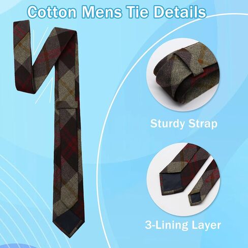 Mens Tie Cotton Skinny Ties for Men, Plaid Striped Men's Neckties Cashmere Wool Necktie for Business Wedding Party in Saudi Arabia
