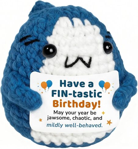 Positive Crochet Shark Gifts, Shark Lovers Birthday Gift for Women Men, Emotional Inspirational Motivational Encouragement Sea Animals Present with Comfort Support Message in Kuwait