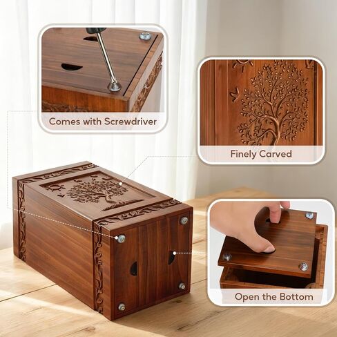 Handcarved Wooden Cremation Urn for Human Ashes Tree of Life Design Decorative Funeral Urns Casket Box Suitable for Adult Men Women Burial or Memorial Keepsake （250 lbs Capacity） in Saudi Arabia