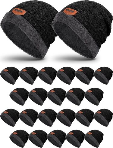 Kigeli 24 Pcs Winter Beanie Bulk for Homeless Donations, Men Fleece Warm Hat Thick Skull Cap Knit Beanie Winter Beanie Hats in Saudi Arabia