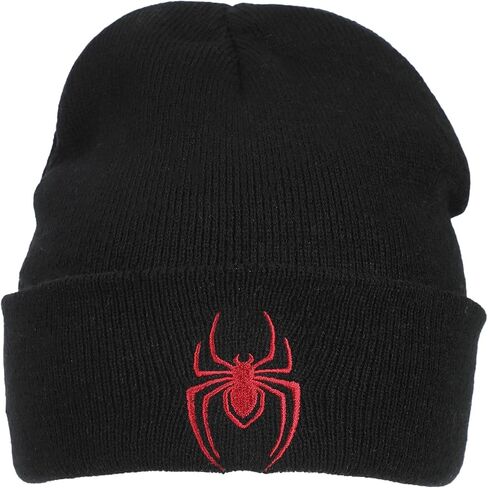 قبعة مايلز موراليس Game Miles Morales Spider Logo مطرزة من الأكريليك المحبوك بأساور قياسية in Kuwait