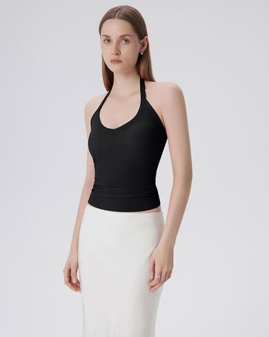SUUKSESS Halter Tank Top for Women with Built in Bra Cotton Ribbed V Neck Cami in Saudi Arabia