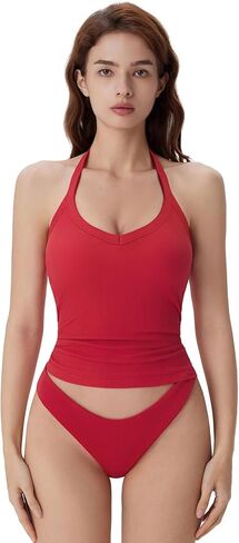 SUUKSESS Halter Tank Top for Women with Built in Bra Cotton Ribbed V Neck Cami in Saudi Arabia