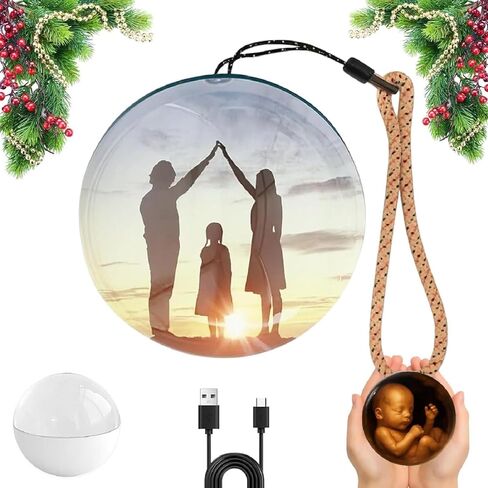 2026 Memory Sphere Ornament, 2.7" Video Ornament Ball with WiFi, Upgraded Larger Display for 3D Photos & Videos, Personalized Digital Keepsake for Christmas (White) in Kuwait