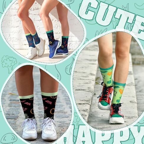Coume 8 Pairs Funny Vegan Gifts Ideas Funny Women men Vegan Socks Novelty Vegetable Fruit Pattern Crew Socks Vegetarian Gifts in Saudi Arabia