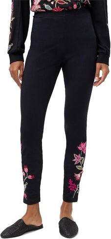 Johnny Was Penellope Legging Cotton Floral Embroidered Leggings Pants Black New in Saudi Arabia