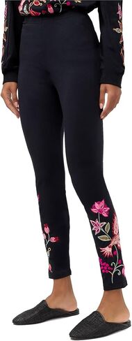 Johnny Was Penellope Legging Cotton Floral Embroidered Leggings Pants Black New in Saudi Arabia