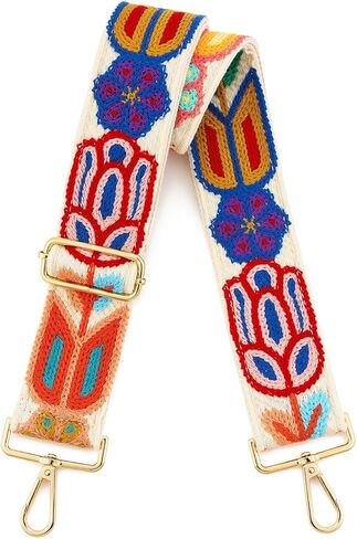 حزام محفظة ZOOEASS، حزام حقيبة يد عريض بطول 5.08 سم، حزام كتف بديل قابل للتعديل، تطريز زهور، نمط لطيف in Kuwait