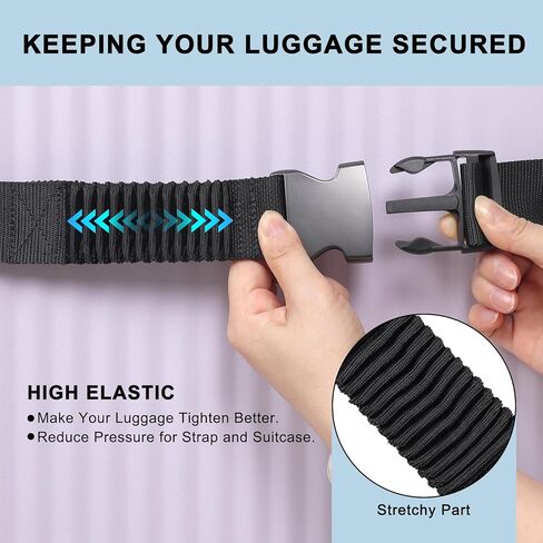Luggage Straps for Suitcases, Stretchable TSA Approved Suitcase Straps, Heavy Duty Metal Buckle Luggage Attachment Belt Travel Accessories, Adjustable 72" Long in Saudi Arabia