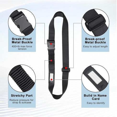 Luggage Straps for Suitcases, Stretchable TSA Approved Suitcase Straps, Heavy Duty Metal Buckle Luggage Attachment Belt Travel Accessories, Adjustable 72" Long in Saudi Arabia