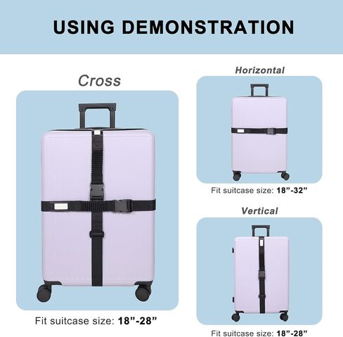 Luggage Straps for Suitcases, Stretchable TSA Approved Suitcase Straps, Heavy Duty Metal Buckle Luggage Attachment Belt Travel Accessories, Adjustable 72" Long in Saudi Arabia