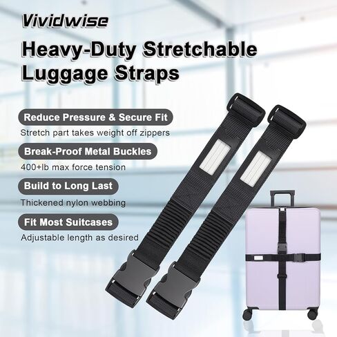 Luggage Straps for Suitcases, Stretchable TSA Approved Suitcase Straps, Heavy Duty Metal Buckle Luggage Attachment Belt Travel Accessories, Adjustable 72" Long in Saudi Arabia