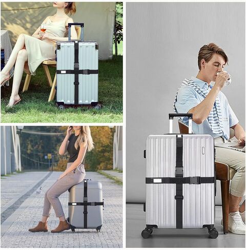 Luggage Straps for Suitcases, Stretchable TSA Approved Suitcase Straps, Heavy Duty Metal Buckle Luggage Attachment Belt Travel Accessories, Adjustable 72" Long in Saudi Arabia