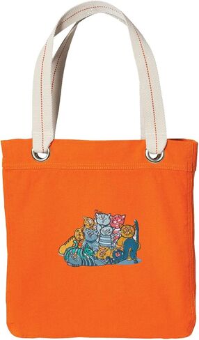 Broad Bay Cat Tote Bag RICH Dye Washed Orange COTTON CANVAS in Saudi Arabia