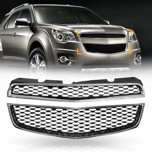 Chrome Upper & Lower Grille Grill Compatible with 2010-2015 Equinox,ABS Black Grille Kit Replace Num 25798744 25798747 in Saudi Arabia