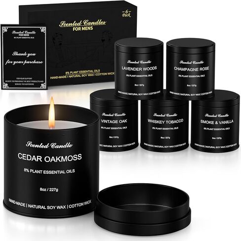 شموع معطرة للرجال - شموع جلدية سرج 8oz هدايا للرجال، شمع الصويا الطبيعي، فتيل القطن، عيد الميلاد، عيد الميلاد، هدية الذكرى السنوية، عيد الحب in Saudi Arabia