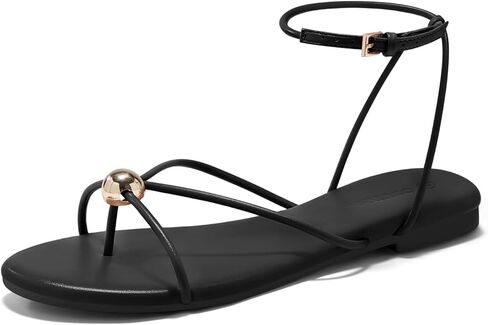 Coutgo Womens Strappy Flat Sandals Open Toe Flip Flops Sandals Ankle Strap Summer Beach Shoes in Saudi Arabia
