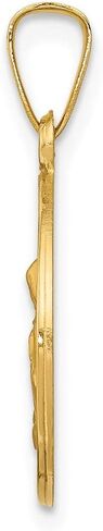 Solid 14K Yellow Gold Polished And Satin St. Anne Medal Pendant (0.59 x 0.67 Inches) in Saudi Arabia