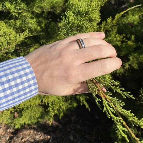 BW James Jewelers "The Daniel Boone 8mm Kentucky Straight Bourbon Whiskey Wooden Barrel Black Ceramic Ring With Antler - Handcrafted Men's Wedding Bands & Promise Rings Sizes 7-16 in Saudi Arabia