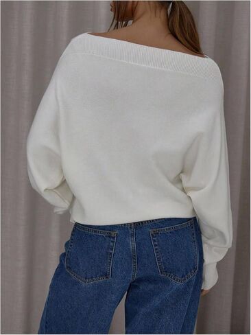 MakeMeChic Women's Button Down Cardigan Sweaters Off The Shoulder Tops Dolman Sleeve Knitwear in Saudi Arabia