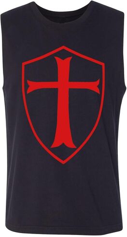 Scorn Knights Templar Shield Christian Crusader Sleeveless T-Shirt Ephesians 6:11 Bible Verse Tee Religious Faith Apparel in Saudi Arabia