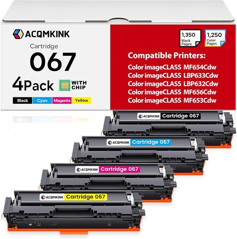 مجموعة خرطوشة حبر 067H 067 مكونة من 4 قطع بديلة لحبر الطابعة Canon 067 067H الملون imageCLASS MF656Cdw LBP633Cdw LBP632Cdw MF653Cdw MF654Cdw (1BK /1C/1M/1Y) in Kuwait