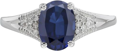 14k Solid White Gold Oval Gemstone and Natural Diamond Vintage Style Birthstone Engagement Ring in Saudi Arabia