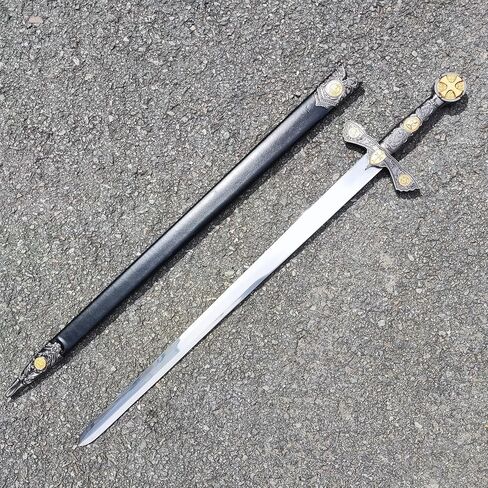 Stainless Steel Medieval Cross Crusader Knight Templar Sword for Collection, Cosplay, Display-32.9 Inch in Saudi Arabia