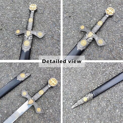 Stainless Steel Medieval Cross Crusader Knight Templar Sword for Collection, Cosplay, Display-32.9 Inch in Saudi Arabia