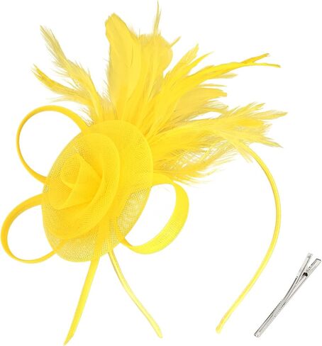 AMCAMI Fascinators Hats with Feather for Women 2025 Derby Hats Tea Party Hat with Headband and Clip in Kuwait