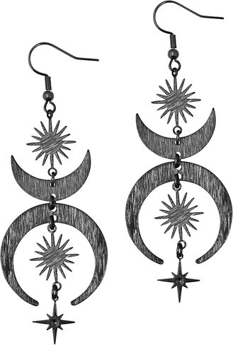Sacina Boho Gothic Sun and Moon Earrings, Moon Earrings, Star Earrings, Celestial Earrings Dangle, Gothic Earrings, Boho Earrings for Women, Christmas New Year Jewelry Gift For Women in Kuwait