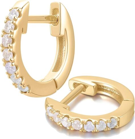 Tiny Paved Huggies | Everyday Studded Hoop Sleeper Earrings | Mini Crystal Huggies | Minimalist Jewelry Gift for Her in Saudi Arabia