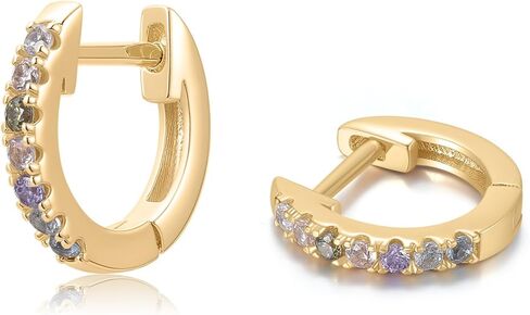 Tiny Paved Huggies | Everyday Studded Hoop Sleeper Earrings | Mini Crystal Huggies | Minimalist Jewelry Gift for Her in Saudi Arabia