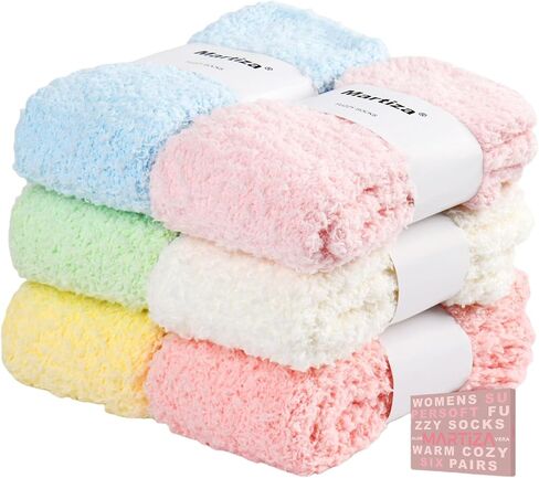 MARTIZA Fuzzy Socks for Women Men,6 Pairs Cozy Plush Fluffy Slipper Socks,Warm Winter Holiday Christmas Gifts for Women Men in Saudi Arabia