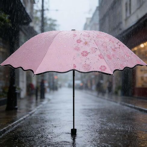 Water-Activated Flower Umbrella,Travel Foldable Compact Umbrellas Sun Rain Umbrellas Parasol,Unique Design with Color-Changing Effect, Ideal for Rainy Days,Easy to Carry(Pink) in Saudi Arabia