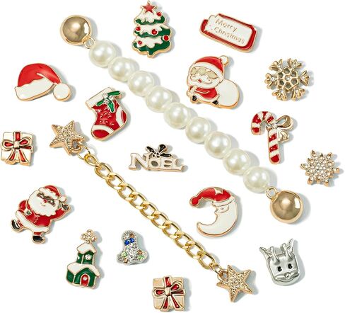 Christmas Shoe Charms, Holiday Noel Decorations for Shoes, Snowflake Gift Bow Snowman Tree Charms, Decorations Accessories for Clog Sandals, Birthday Party Gifts in Saudi Arabia