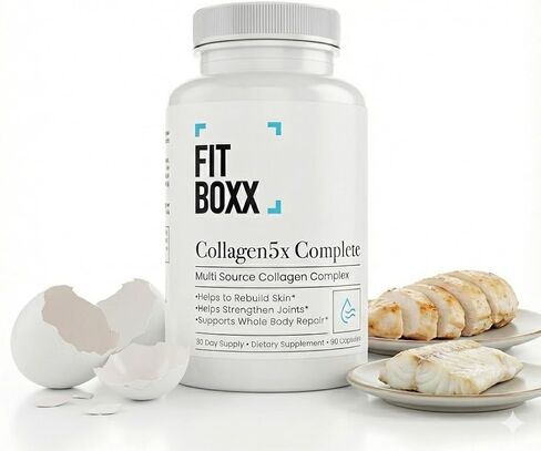 Collagen5X Complete | Multi-Source Collagen peptides from Bovine, Marine, Poultry & Eggshell to Support Skin Elasticity, Joint Comfort, Healthy Hair & Bone Health – 90 Capsules in Saudi Arabia