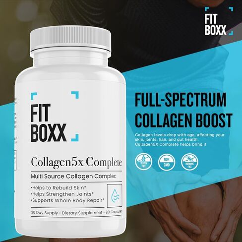 Collagen5X Complete | Multi-Source Collagen peptides from Bovine, Marine, Poultry & Eggshell to Support Skin Elasticity, Joint Comfort, Healthy Hair & Bone Health – 90 Capsules in Saudi Arabia