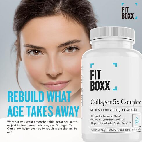 Collagen5X Complete | Multi-Source Collagen peptides from Bovine, Marine, Poultry & Eggshell to Support Skin Elasticity, Joint Comfort, Healthy Hair & Bone Health – 90 Capsules in Saudi Arabia