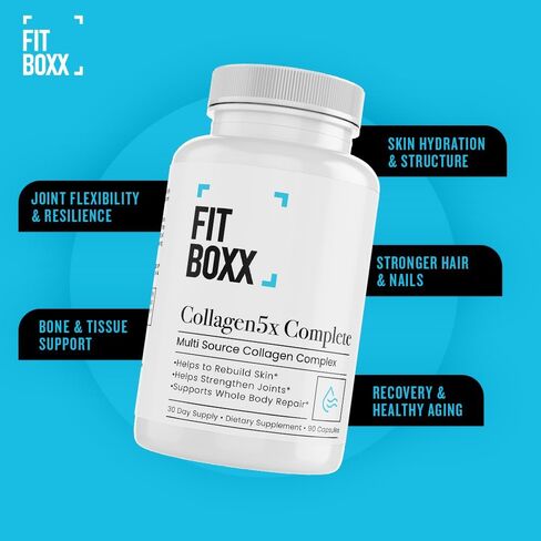 Collagen5X Complete | Multi-Source Collagen peptides from Bovine, Marine, Poultry & Eggshell to Support Skin Elasticity, Joint Comfort, Healthy Hair & Bone Health – 90 Capsules in Saudi Arabia
