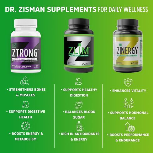 دكتور Zisman ZTRONG مكمل الكولاجين المتقدم - أنواع الكولاجين المتحلل الأول والثالث، 400 مليار CFU مزيج بروبيوتيك، يدعم صحة العظام، وظيفة المفاصل، كفاءة التمثيل الغذائي - 90 كبسولة in Saudi Arabia