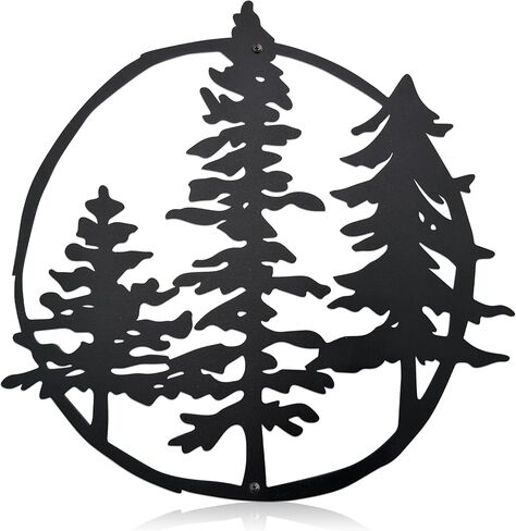 Vausart Metal Pine Tree Wall Art, Three Trees Nature Decor, Tree Metal Sign, Farmhouse Rustic Cabin Wall Decor For Home Farmhouse Indoor & Outdoor Decor in Saudi Arabia