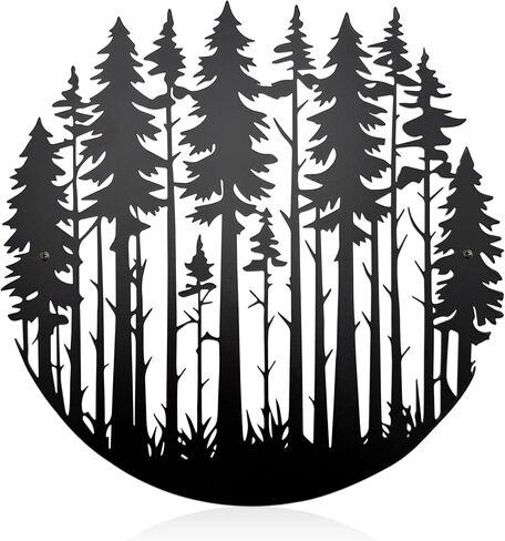 Vausart Metal Pine Tree Wall Art, Three Trees Nature Decor, Tree Metal Sign, Farmhouse Rustic Cabin Wall Decor For Home Farmhouse Indoor & Outdoor Decor in Saudi Arabia