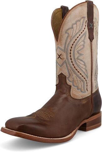 Twisted X Men's 12" Rancher, Wide Square Toe with CellSole, Tobacco Brown & Sand, 8 EE in Saudi Arabia